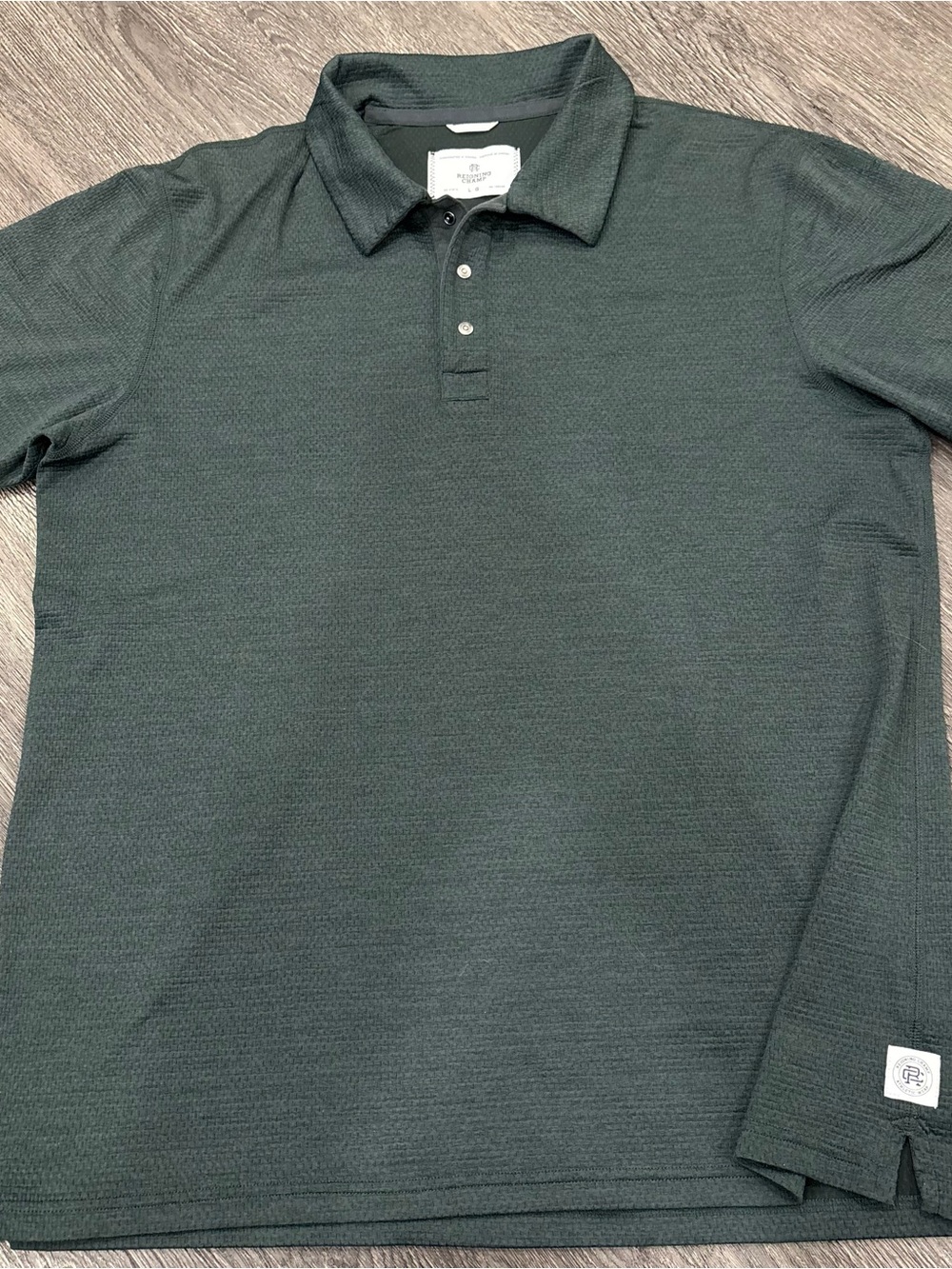 Reigning Champ Athletic Wear Textured Polo, Dark Forest Green, Mens Large